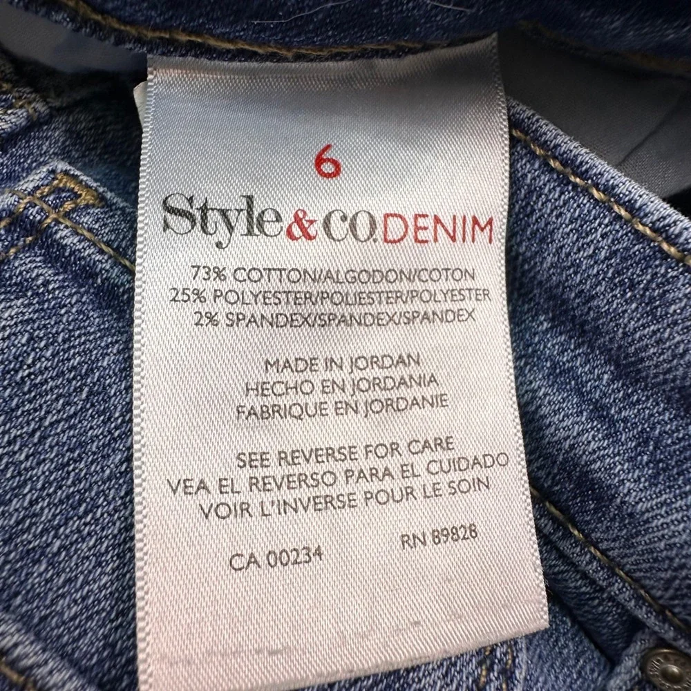 Style & Co Denim Womens‎ Ankle Jeans Blue Medium Wash Braided Belt Loops Size 6